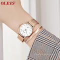 2020 OLEVS dame affaires montre-bracelet à Quartz minimaliste Rose maille réserve de marche montre pour dame livraison gratuite montre